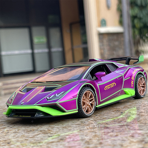 1:24兰博基尼跑车喷雾版合金模型回力声光仿真汽车模型儿童玩具车