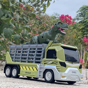 仿真朱罗纪公园恐龙星球仿真恐龙运输车卡车合金车模型男孩玩具车
