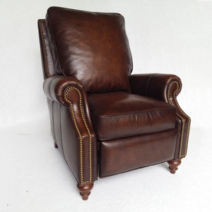 外贸出口原单美式欧式实木家具全皮头层皮休闲椅沙发椅功能椅单椅