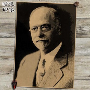 欧文费雪美国经济学家海报怀旧复古文艺牛皮纸装饰画壁画画框画芯