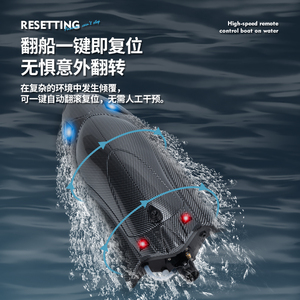网红新款碳纤维纹遥控高速快艇可控灯翻船复位水上竞速远程遥控船