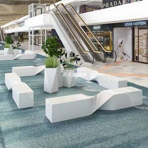 玻璃钢扭曲座椅商场休闲麻花长凳公共休闲区等候椅户外长凳长椅