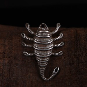 藏传天铁托甲九尾莲师铁蝎吊坠手工雕刻金刚杵西藏文玩护身挂件