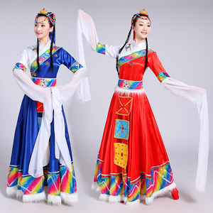 新藏族女装舞蹈服饰民族藏族舞台表演服装臧族女藏族大摆裙民族服