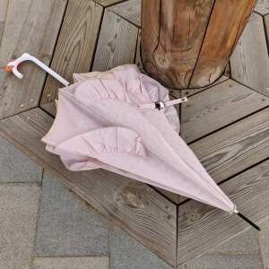 新品法国外贸单  直骨长柄半自动晴雨伞 粉色可爱手柄 jk萝莉款