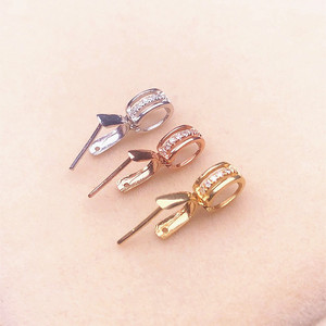 18k金观音佛公扣头钻石扣子白金玫瑰金加长玉夹扣镶钻石镶嵌定制