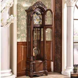 德国赫姆勒欧式机械落地钟客厅别墅摆钟中式复古立式钟表实木古典
