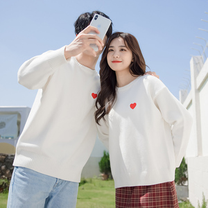 情侣装秋冬季新款潮流ins圆领宽松保暖毛衣拍结婚登记照领证衣服