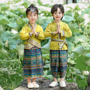 儿童傣族服装少数民族春季云南西双版纳泼水节男女童演出服舞蹈服