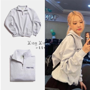 韩国直邮 林允儿朴彩英同款 ponytail设计师复古拉锁法令宽松卫衣