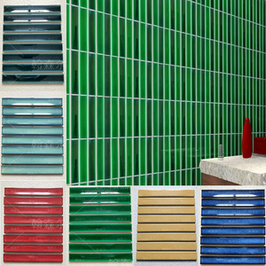 浴室墙砖家装主材墨绿色长条凹面陶瓷马赛克卫生间吧台冰裂纹瓷砖