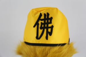 佛帽 佛法帽子道士用品佛教用品孙悟空佛帽五子冠僧帽 法师帽黄色