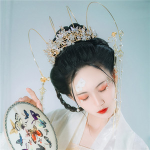 【汉服发饰】长流苏发冠发簪 金花枝古风头饰司音儿同款瑶姬花冠