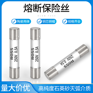 RO55系列熔断器熔断体陶瓷管保险丝熔芯0.5-32A保险管耐高温