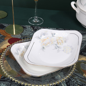 景德镇陶瓷餐具简约大方创意方形盘子菜盘水果盘点心盘微波炉可用