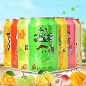 康师傅易拉罐果味饮品310ml水蜜桃鲜果橙水晶葡萄冰红茶蜂蜜柚子
