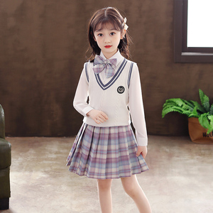 校服套装三件套小学生学院风jk制服秋冬幼儿园园服春秋装女童裙子