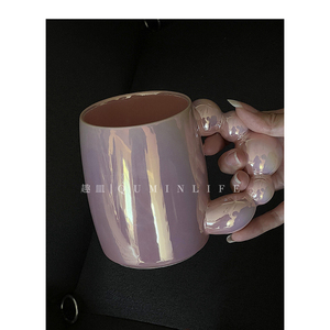 Qumin 高颜值韩式珠联璧合陶瓷杯ins风马克杯珠光仙女杯子牛奶杯