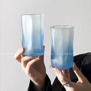 趣皿 ins风小众设计简约不规则玻璃杯水杯创意磨砂杯子果汁牛奶杯