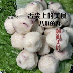 肥红 广东汕尾潮汕新鲜鱿鱼丸 手工鱿鱼肉制作火锅烧烤食材500g