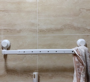 包邮宜家ikea提斯科恩毛巾架带吸盘浴室挂浴巾伸缩挂杆免打孔