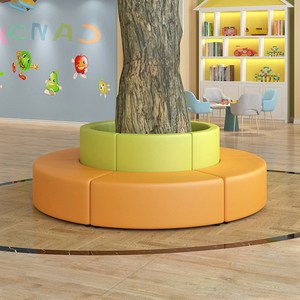 幼儿园早教中心培训班机构书店儿童休息区大厅软包绕柱子沙发组合