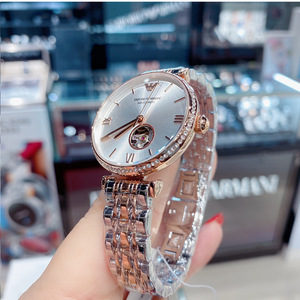 阿玛尼手表机械腕表女款满天星镂空时尚镶钻女表节日礼物 AR60023