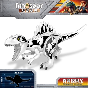 侏罗纪系列恐龙世界脊背掠食龙霸王龙模型拼装积木儿童益智玩具