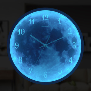 浪沙创意夜灯个性声控月球夜光钟表发光挂钟客厅卧室走廊时钟带灯