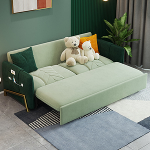 宜家家居科技布沙发床客厅2021年新款抽拉式折叠两用多功京东购物