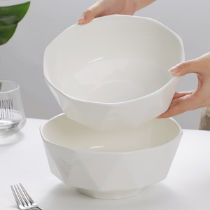 8英寸纯白骨瓷汤碗2只装创意圆形家用大容量汤碗汤盆大盆陶瓷大碗