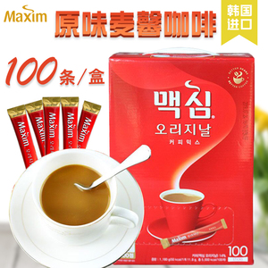 韩国进口红麦馨咖啡maxim原味咖啡三合一速溶咖啡粉100条礼盒装