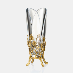 原装捷克进口水晶配铜花瓶 欧式美式高档奢华客厅玄关插花瓶摆件