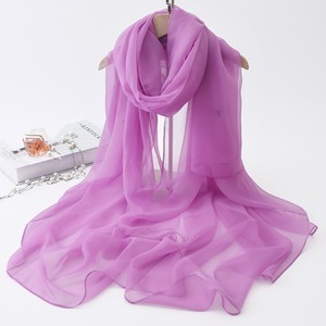 紫色舞蹈旅游丝巾女妈妈春夏秋防晒披肩时尚气质薄款纯色长款纱巾
