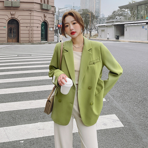 牛油果绿西装外套女小个子春秋2022年新款高级设计感小众短款西服