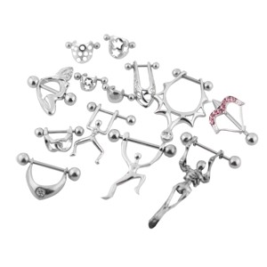 乳钉男无洞乳环男士