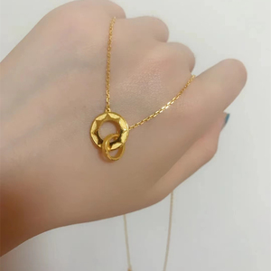 周大福爆款ing系列太阳环环相扣双环项链吊坠足金黄金计价f219112