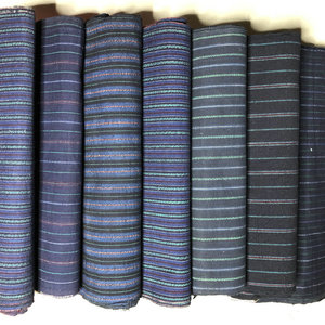 上海 崇明 民间老布 土布  粗布深色条纹布 茶席 刺子绣手工布料