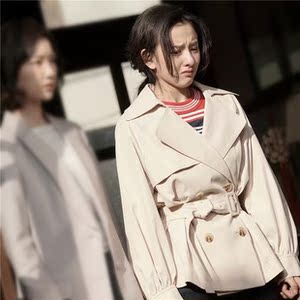 乔家的儿女宋祖儿乔四美同款秋季小个子米白色风衣休闲收腰外套女