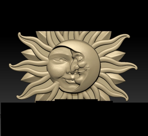 太阳月亮卡通装饰欧式浮雕精雕图jdp灰度3d模型stl三维图文件obj