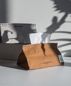VM原创设计 水洗牛皮纸纸巾袋纸抽盒家用车载简约北欧ins风纸抽袋