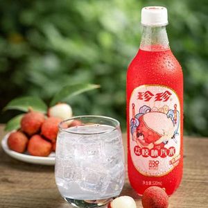 珍珍荔枝味汽水瓶装饮料东北特产儿时记忆怀旧童年520ml*8瓶装