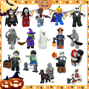 万圣节丧尸围城吸血鬼伯爵鬼魂南瓜生化危机兼容乐高骷髅积木玩具