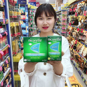 现货澳洲强生nicorette戒烟口香糖尼古丁糖无糖替代随身4mg