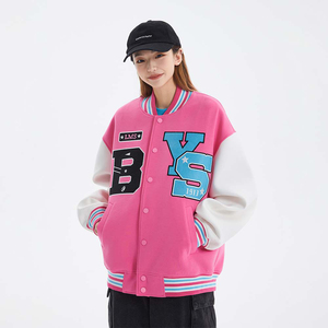lemanism粉色棒球服外套男潮牌春秋款韩风chic字母飞行夹克外套男