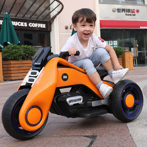 贝多奇儿童电动摩托车宝宝小孩玩具车充电男孩超大三轮车可坐大人