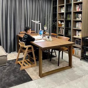 实木客厅大书桌工作台家用长条办公桌学生双人学习桌莫比恩阅读桌