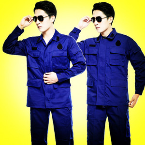 际华消防蓝色夏季作训服套装冬季男长袖透气加厚耐磨防静电工作服