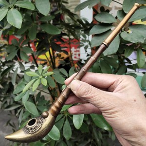 复古传统黄铜烟斗烟杆 龙凤竹子旱烟袋锅子烟袋老式烟枪 竹节烟杆