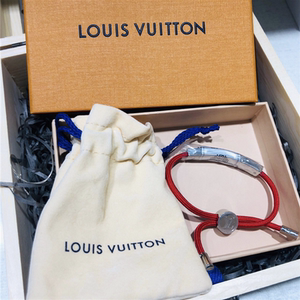 正品代购 lv手绳路易威登黑色手链转运老花手镯皮绳红色情侣男女